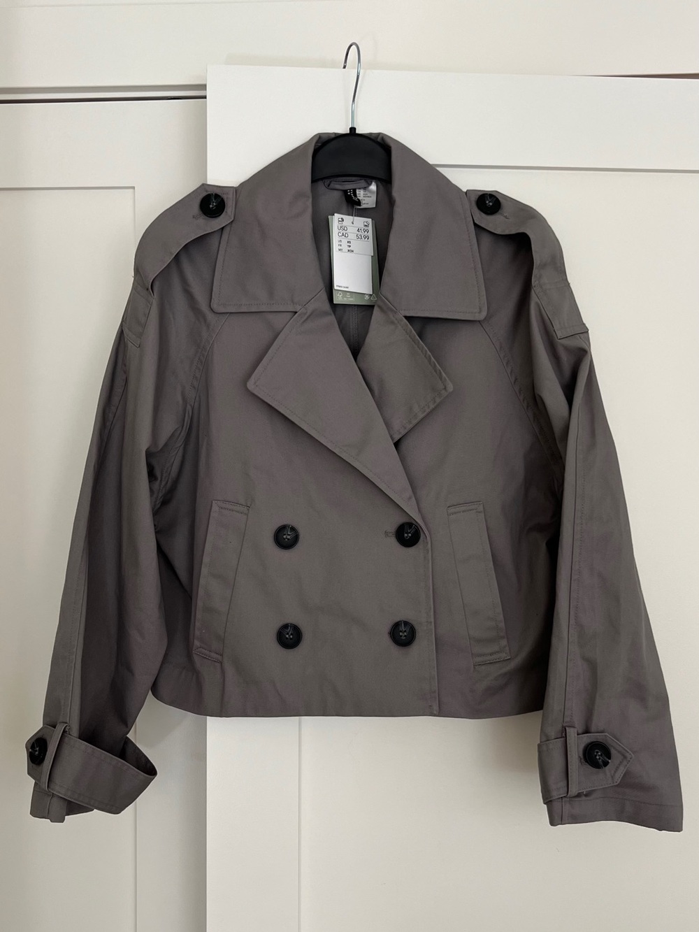 NWT Cropped Double-Breasted Trench Jacket